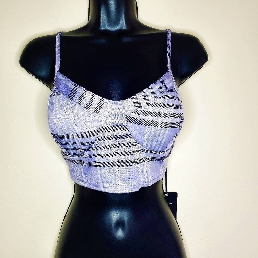NEW - J for Justify Purple Plaid Halter Top [L]